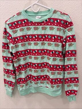 Pusheen Mint Green & Red Christmas Holiday Crewneck oversized Sweater